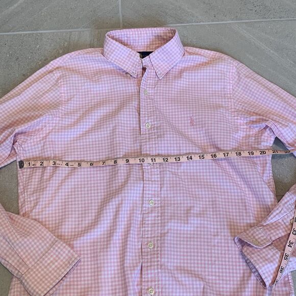 Ralph Lauren Men Medium Cotton Pink/White Check Button Down Long Sleeve Shirt - Picture 2 of 4